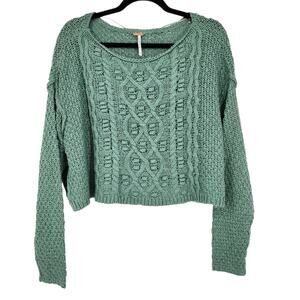 Free People Changing Tides Pullover Cable Knit Cropped Sweater Size XS